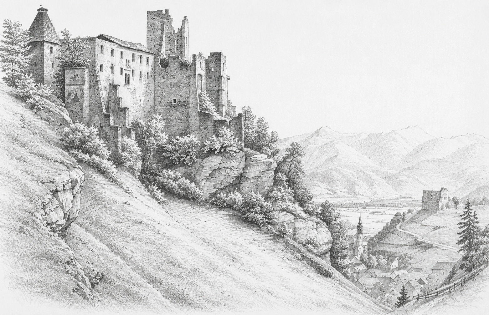 Petersberg castle complex | Sketch