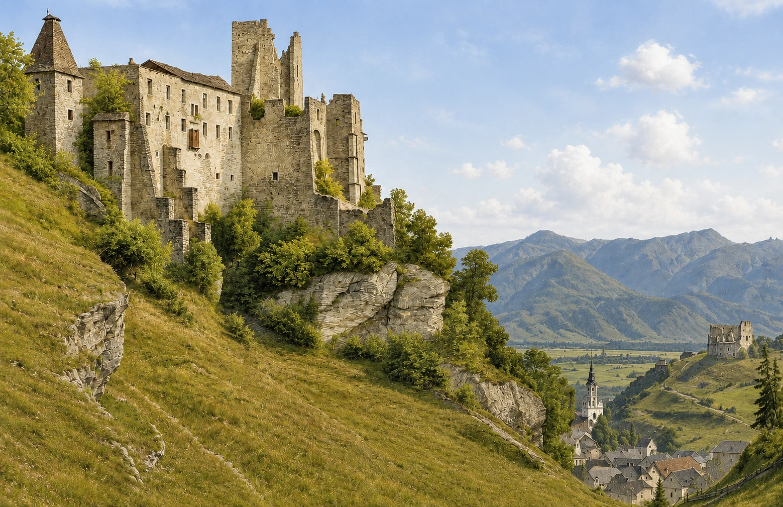 Petersberg castle complex | Interpretative illustration