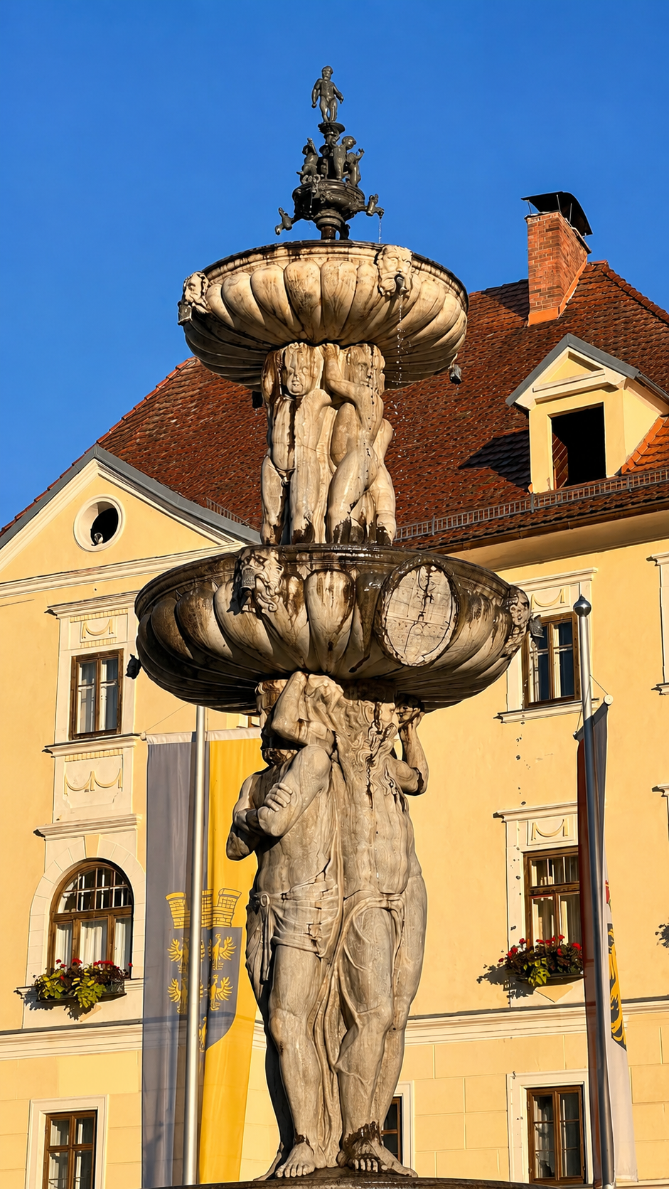 Renaissance fountain shining in the morning light