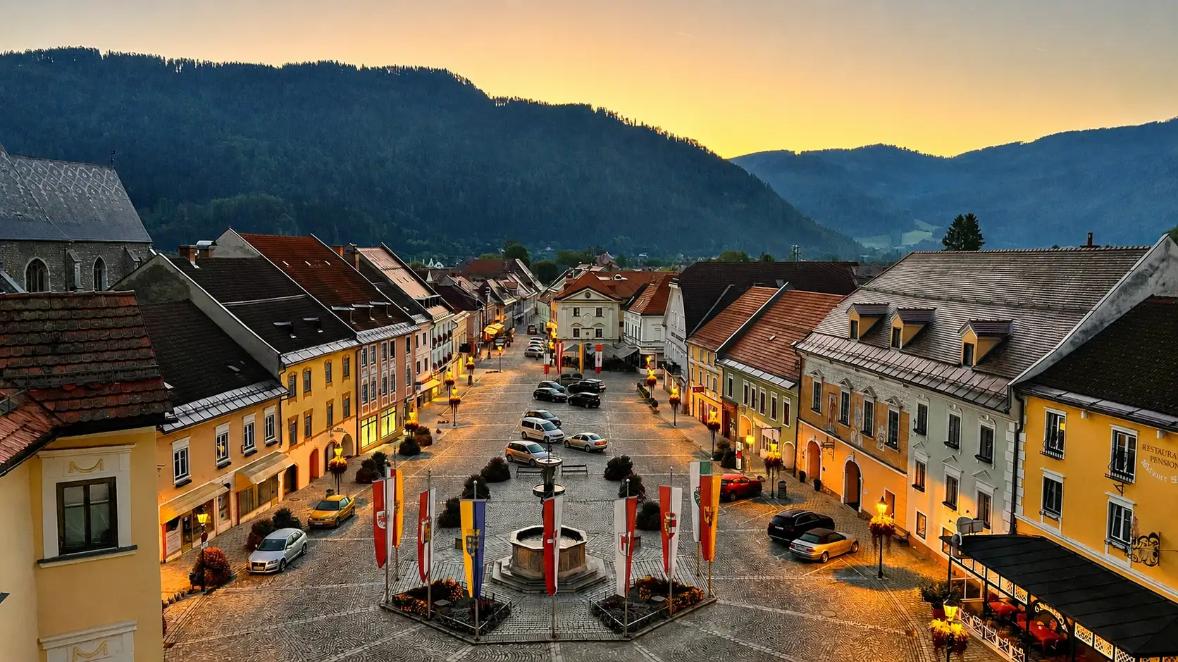 Friesach's main square (viewed from the western end)