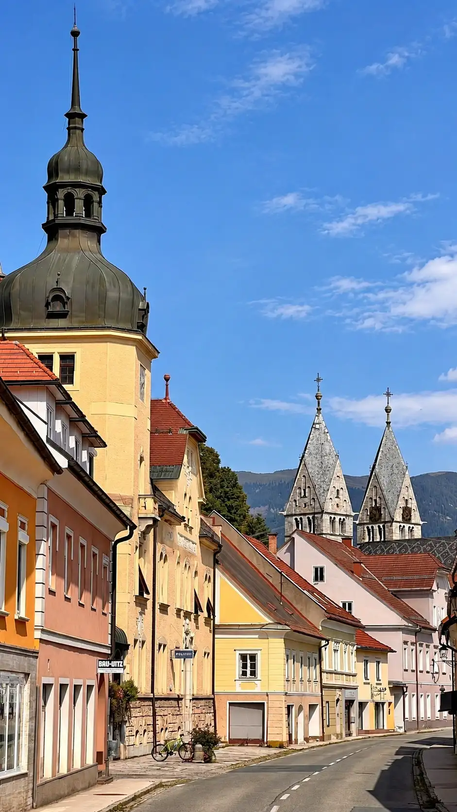 View of the parish church towers from Herrengasse