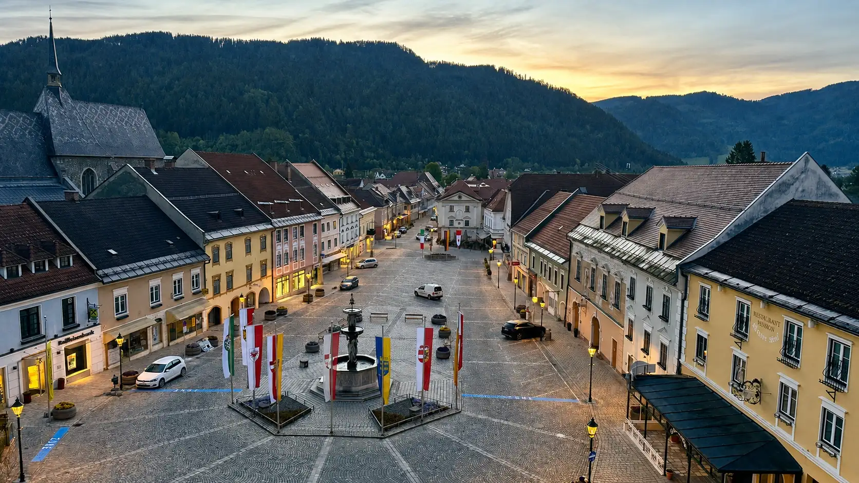 Friesach's main square (viewed from the western end)