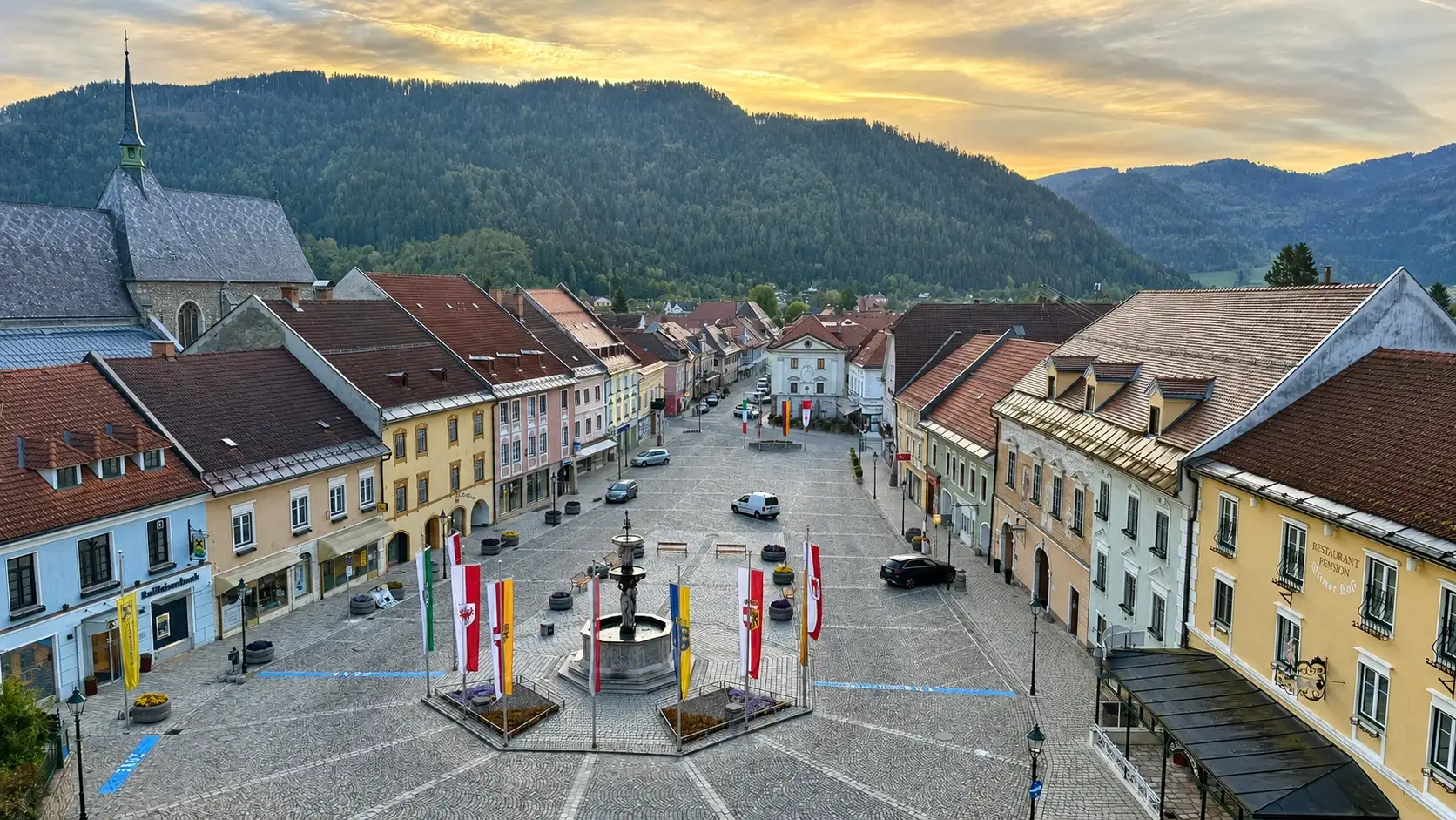 Friesach's main square (viewed from the western end)
