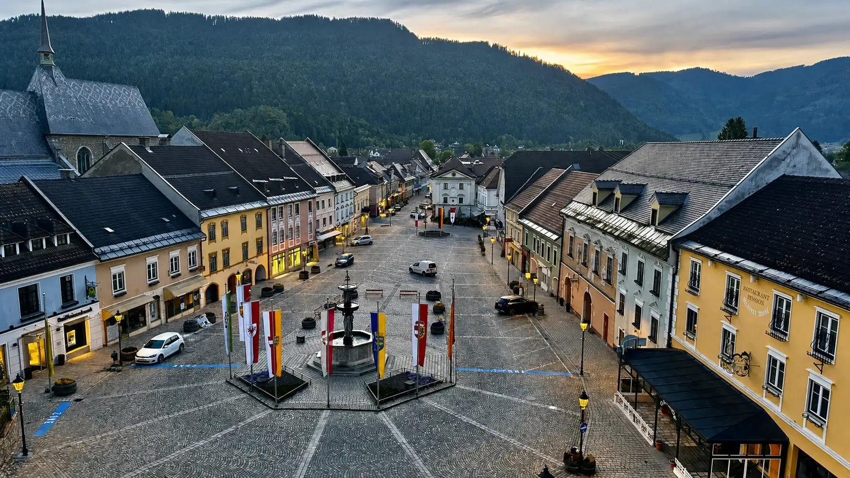 Friesach's main square (viewed from the western end)