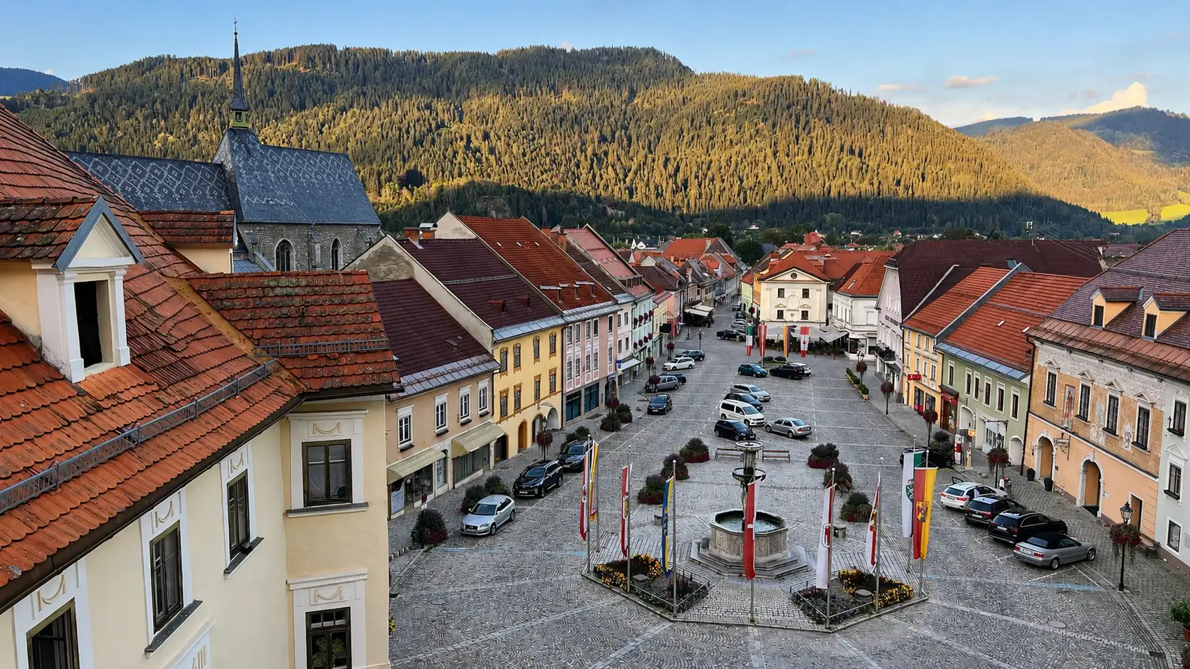 Friesach's main square (viewed from the western end)